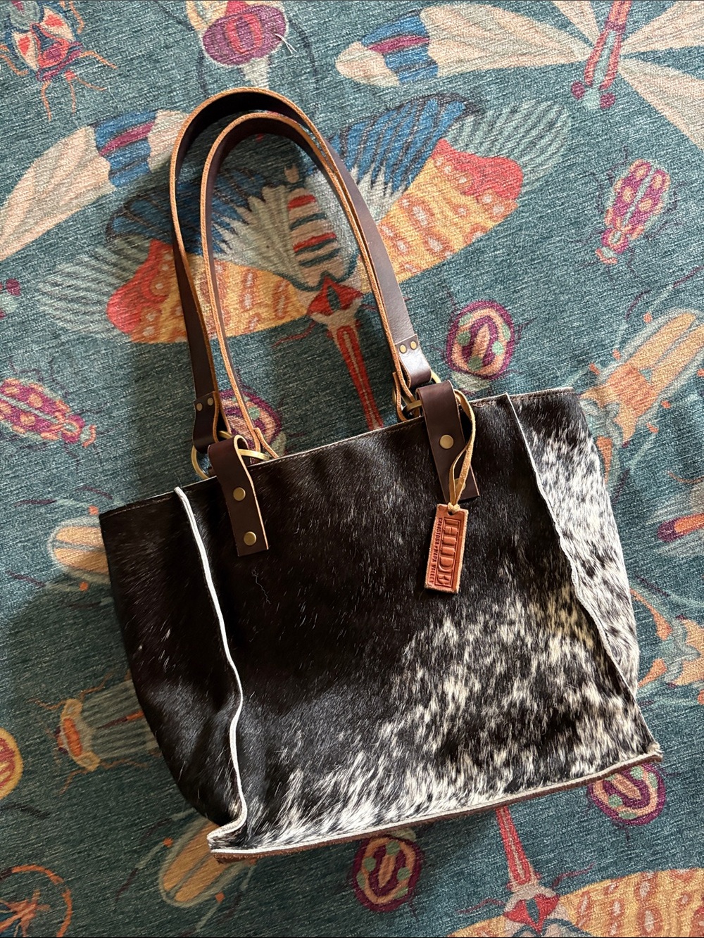 Stunning Handmade Hide Napa Cowhide Leather Wine Tote Bag